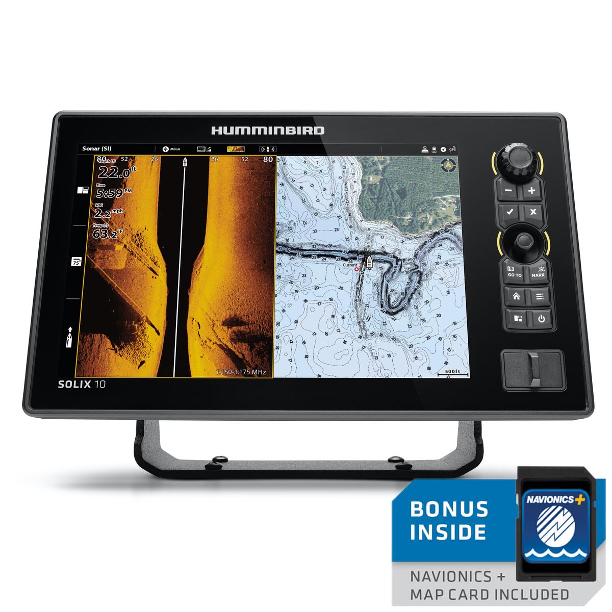 104631B Humminbird Solix 10 CHIRP MSI+ GPS G3N Combo w/Nav+ Map